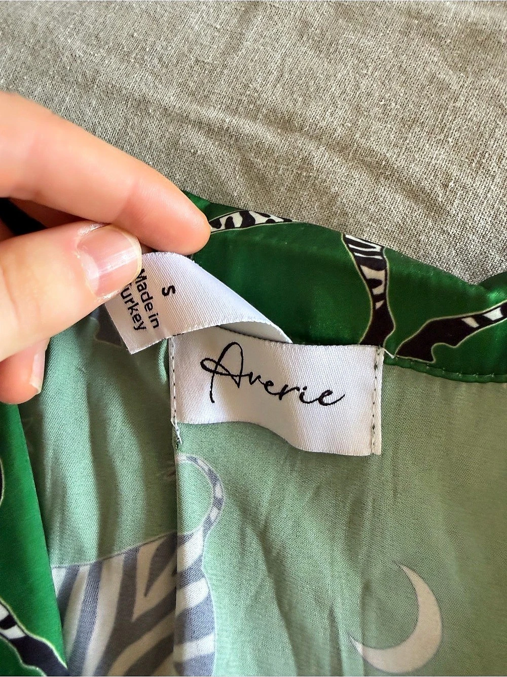 Averie Zebra Print Pajama Set In Green Like New — image 4 of 4